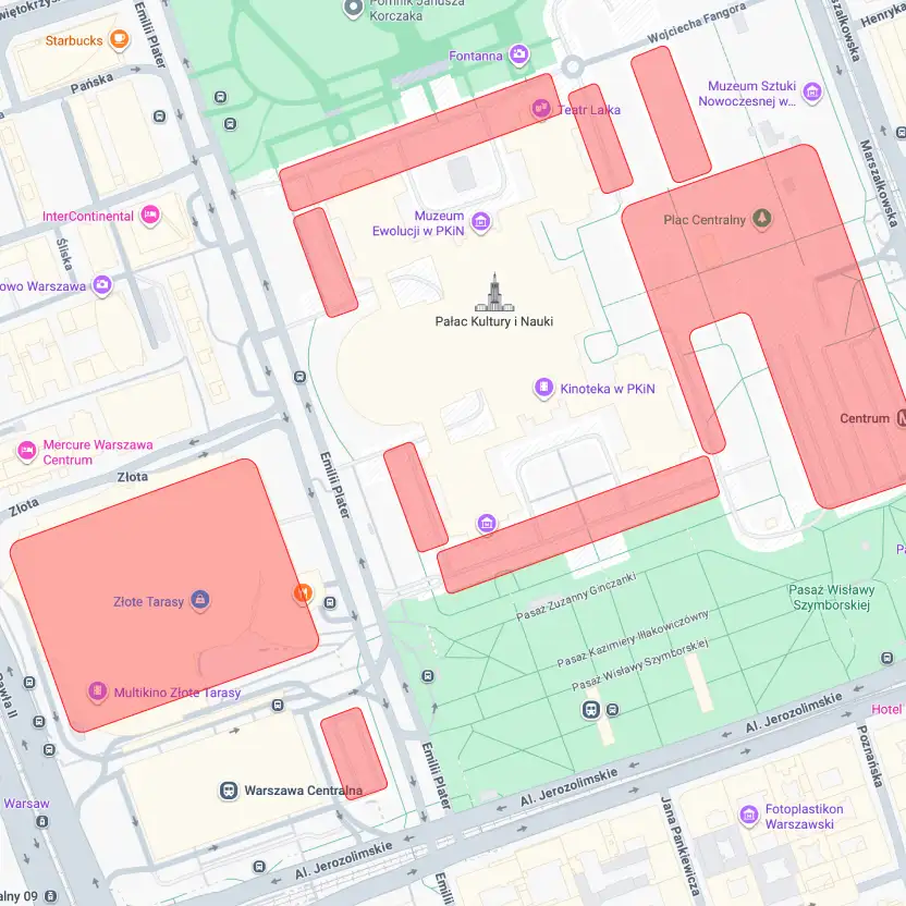 Parkingi w okolicy Złotych Tarasów